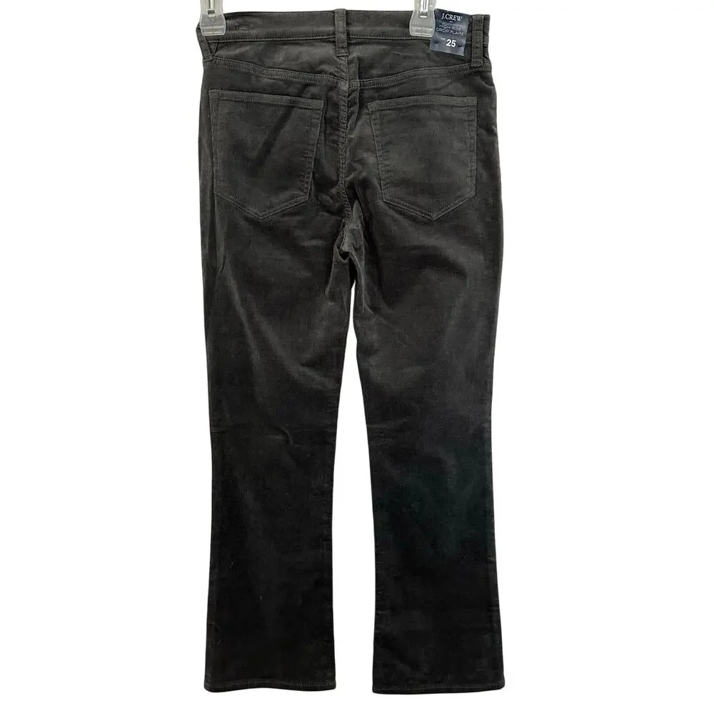 NWT J. Crew High Rise Flare Crop Corduroy Pant Coal Gray BA858 Size 25